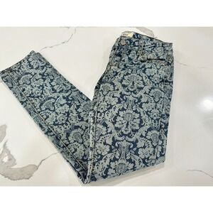 Hot Kiss Skinny Lily Floral Damask Jeans Blue White Size‎ 3
